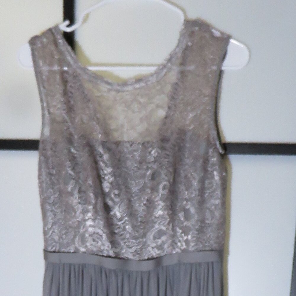 David's Bridal Gray evening gown